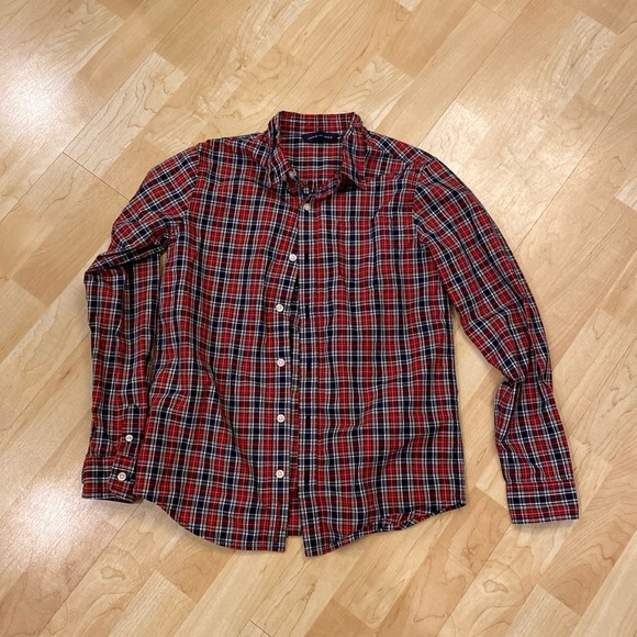 Janie and Jack red plaid long sleeve button down - size 10 - Picture 1 of 2